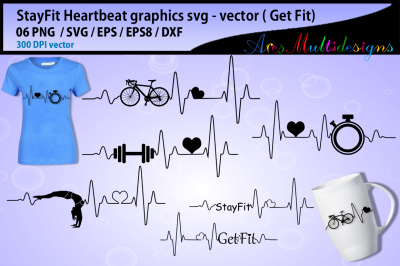 Fitness heartbeat graphics and illustration / heartbeat graph SVG 