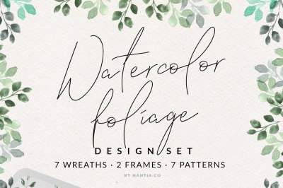 Watercolor Foliage Design Set 