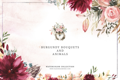 Burgundy Bouquets & Animals