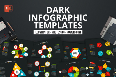 Dark PPT infographics templates