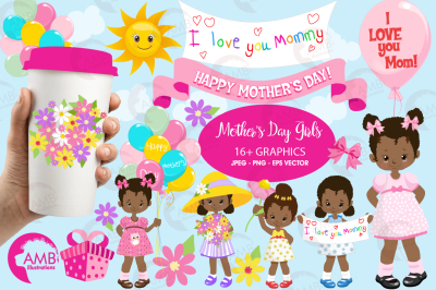 Mother's Day Girls clipart, graphics, illustrations AMB-1802