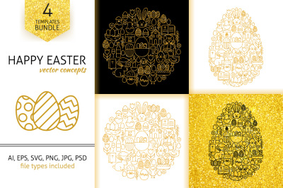 Happy Easter Gold Line Concepts
