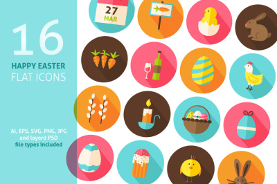Happy Easter Flat Vector Icons