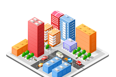 Colorful 3D isometric city 