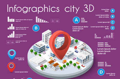 City isometric colorful 3D
