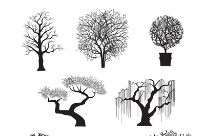 Set of tree silhouettes 