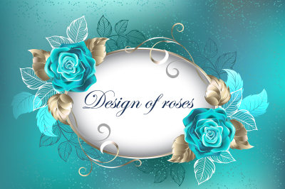 Oval Banner with Turquoise Roses