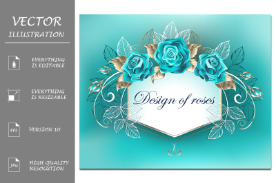 White Banner with Turquoise Roses