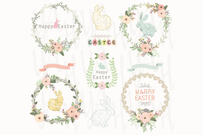 Floral Easter Wreath Elements