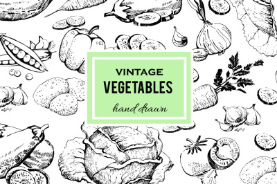 Set of vegetables hand drawn. organic food