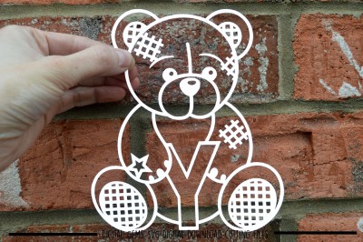 Teddy bear letter Y Paper Cut SVG / DXF / EPS Files