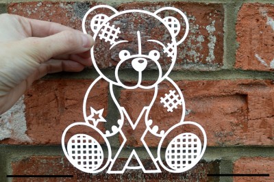 Teddy bear letter X Paper Cut SVG / DXF / EPS Files