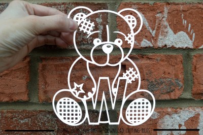 Teddy bear letter W Paper Cut SVG / DXF / EPS Files