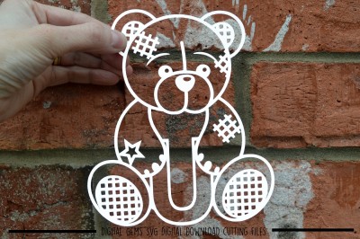 Teddy bear letter U paper cut SVG / DXF / EPS Files