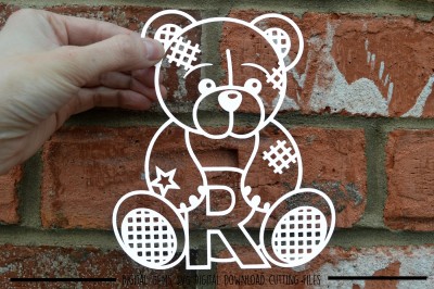 Teddy bear letter R paper cut SVG / DXF / EPS files