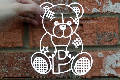 Teddy bear letter P paper cut SVG / DXF / EPS files