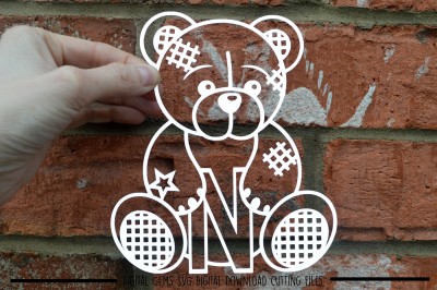 Teddy bear letter N paper cut SVG / DXF / EPS files