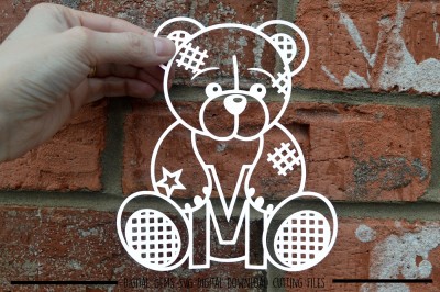 Teddy bear letter M paper cut SVG / DXF / EPS files