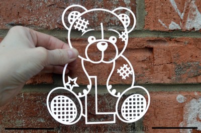  Teddy bear letter L paper cut SVG / DXF / EPS files