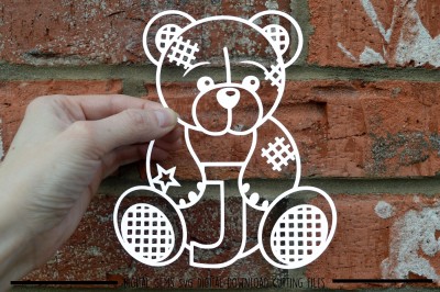 Teddy bear letter J paper cut SVG / DXF / EPS files