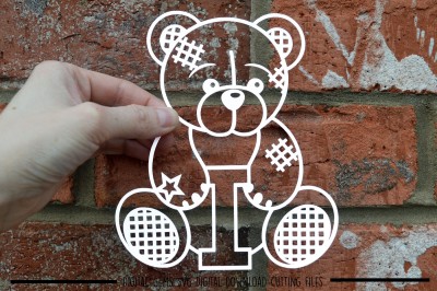 Teddy bear letter I paper cut SVG / DXF / EPS files