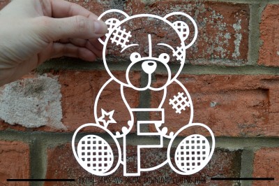 Teddy bear letter F paper cut SVG / DXF / EPS files