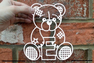 Teddy bear letter E paper cut SVG / DXF / EPS files