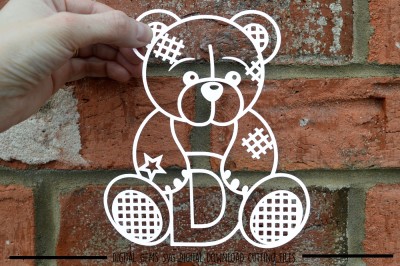 Teddy bear letter D paper cut SVG / DXF / EPS files