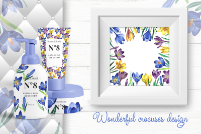 Light blue crocuses PNG watercolor set