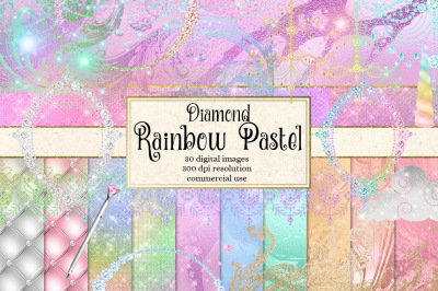 Diamond Rainbow Pastel Digital Scrapbooking Kit