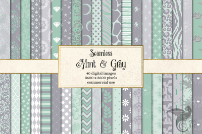 Mint and Gray Digital Paper