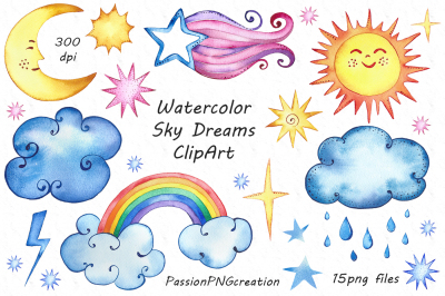 Watercolor Sky Dreams ClipArt