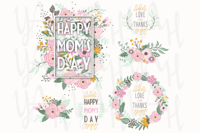 Flower Mothers Day Frame Elements