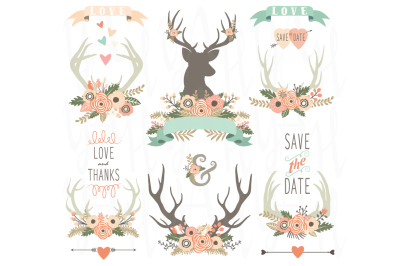 Wedding Floral Antlers Elements