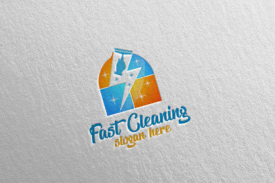 Fast Cleaning Service Logo Design