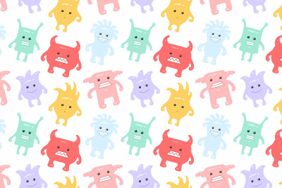 Colorful seamless monsters pattern