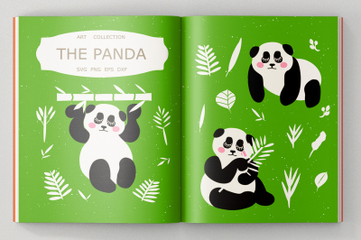 Panda svg cut files, Panda Clipart, Illustrations