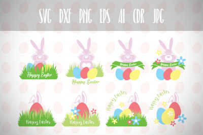 Happy Easter, Easter Eggs, Easter Bunny Svg Clipart