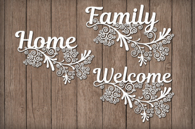 Floral Friezes, Home, Family, Welcome SVG files 