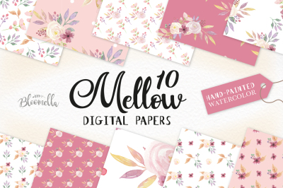 Mellow Floral Seamless Patterns Digital Papers Flowers Pink Girlie