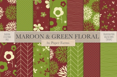 Maroon and green patterns 