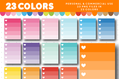 Checkbox clipart with 5 rows in ombre colors with hearts, CL-956