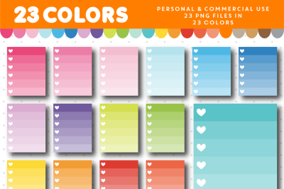 Checkbox clipart with 6 rows in ombre colors with hearts, CL-957