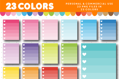 Checkbox clipart with 6 rows in ombre colors with hearts&2C; CL-957