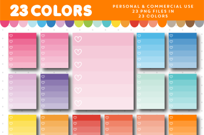 Checkbox clipart with 6 rows in ombre colors with hearts, CL-960