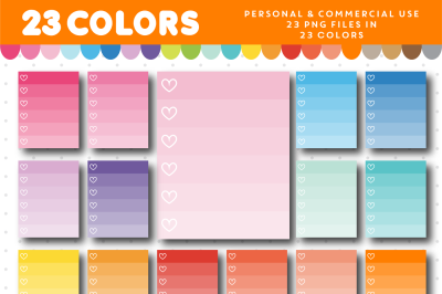 Checkbox clipart with 6 rows in ombre colors with hearts&2C; CL-960