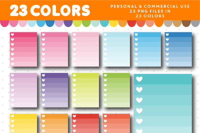 Checkbox clipart with 7 rows in ombre colors with hearts, CL-958