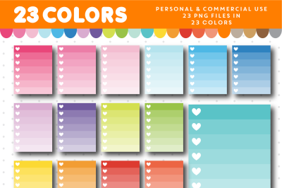 Checkbox clipart with 7 rows in ombre colors with hearts&2C; CL-958