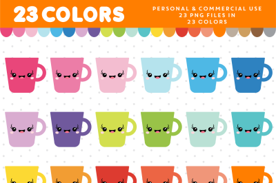 Coffe mug clipart in kawaii design, Kawaii clipart, CL-934