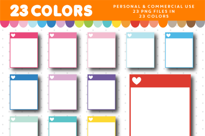 Full box planner clipart in rainbow colors with a heart&2C; CL-1105